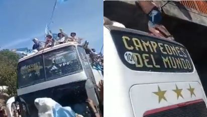 El escalofriante video de un hombre lanzándose al micro de la Selección Argentina