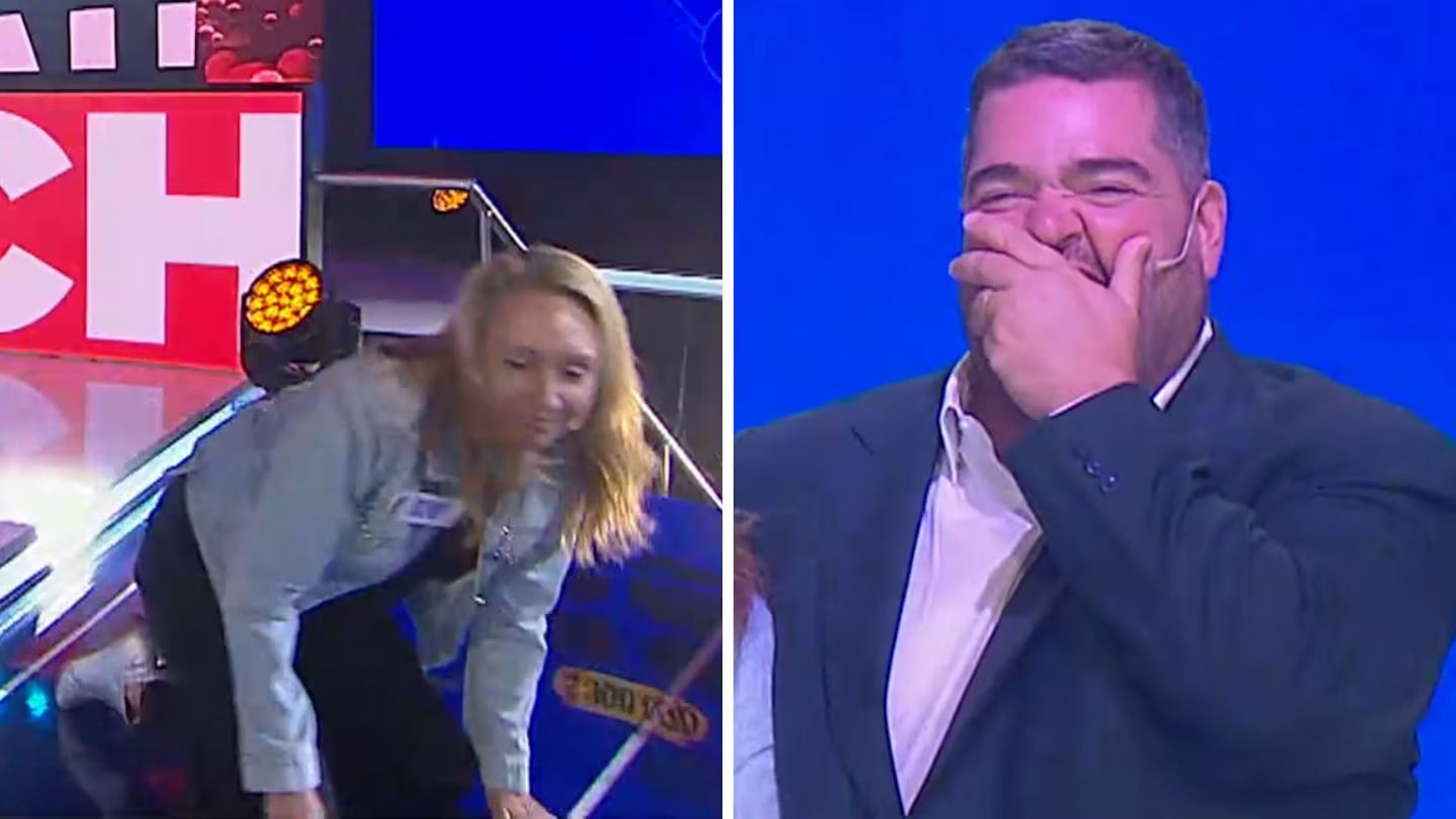 El blooper de una participante en Ahora Caigo: se cayó y terminó a las risas con Darío Barassi