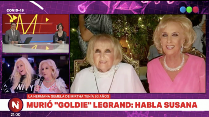 El llanto de Susana Giménez al contar cómo Mirtha Legrand le informó la muerte de Goldie
