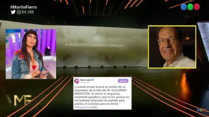 La ausencia de Guillermo Bredeston en los homenajes a los fallecidos en el Martín Fierro desató la furia de Moria Casán