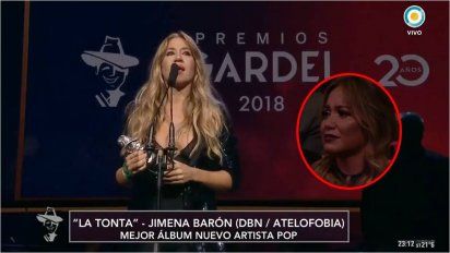 Las lágrimas de La Princesita, ante el emotivo discurso de Jimena Barón en los Premios Gardel: 