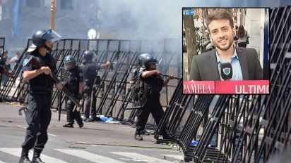 El cronista de Pamela David alcanzado por una bala de goma en el Congreso: ''Me dieron''; escuchá el audio