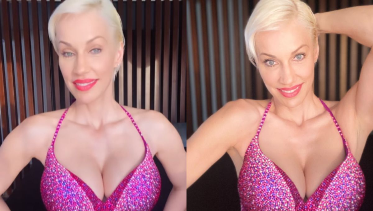 Ingrid Grudke mostró su increíble figura en un traje de baño rosa con muchos brillos