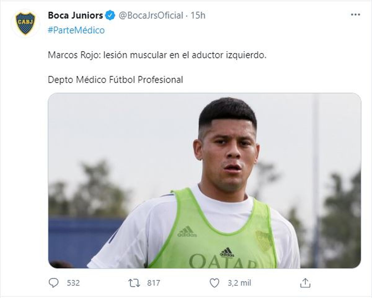 A través de las redes sociales Boca Juniors informó de la lesión de Marcos Rojo 