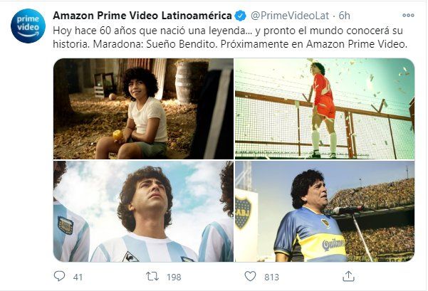 Este fue el posteo que hizo Amazon de la serie de Diego Maradona 