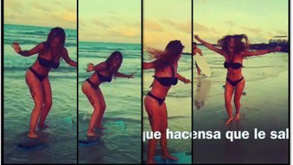 Mónica Ayos estaba en pose sexy cuando se pegó un tremendo porrazo en la playa