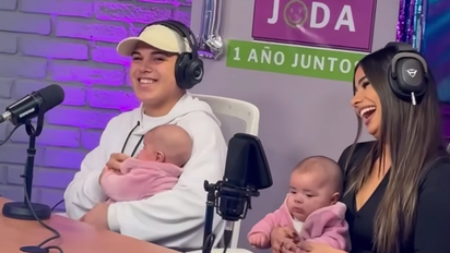 Daniela Celis y Thiago Medina sorprendieron con la visita de las gemelas en 