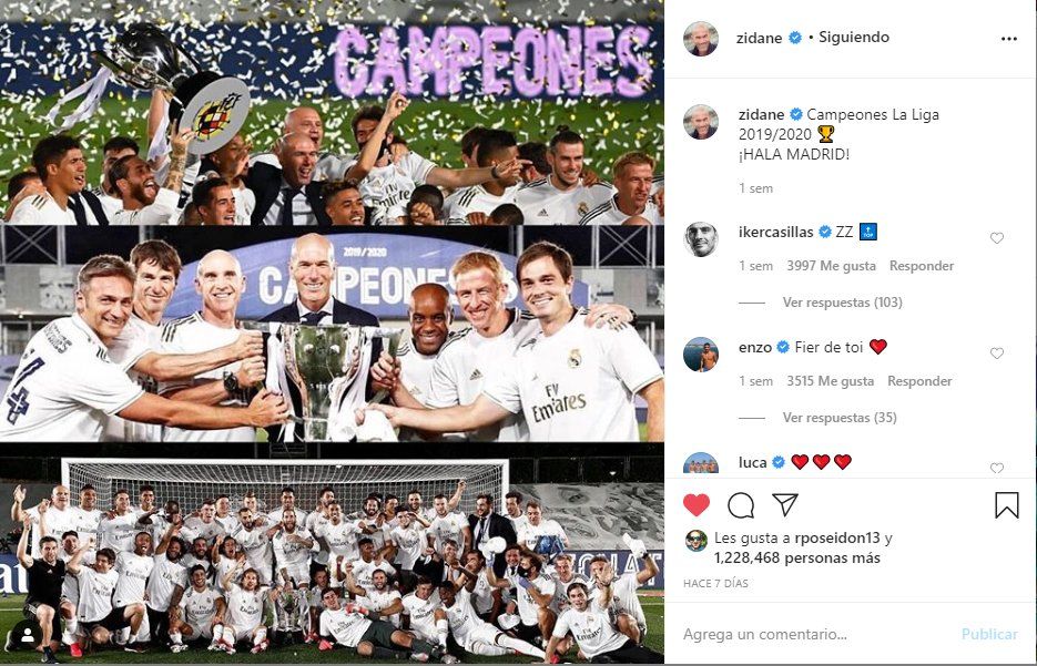 Zinedine Zidane compartió una imagen hace 7 días donde festejó el campeonato 