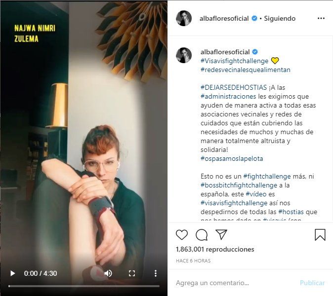 Alba Flores subio el video a su instagram
