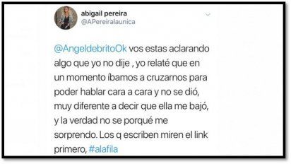 Flor de la Ve le contestó a Abigail Pereira: 