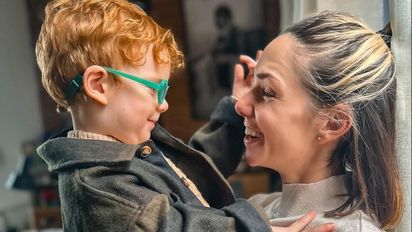 El tierno momento que compartieron Julieta Nair Calvo y su hijo Nino