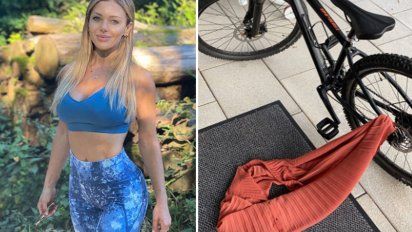 Evangelina Anderson quedó sin pollera andando en bicicleta