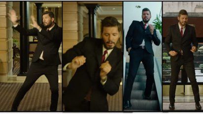 Video: Tinelli baila en la promo por la vuelta de Showmatch, pero el aviso es un émulo de un clip con Cristopher Walken