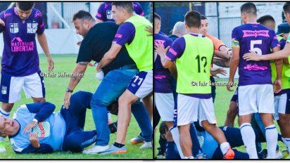 Luis Ventura recibió una golpiza en un partido de fútbol y terminó en el suelo 