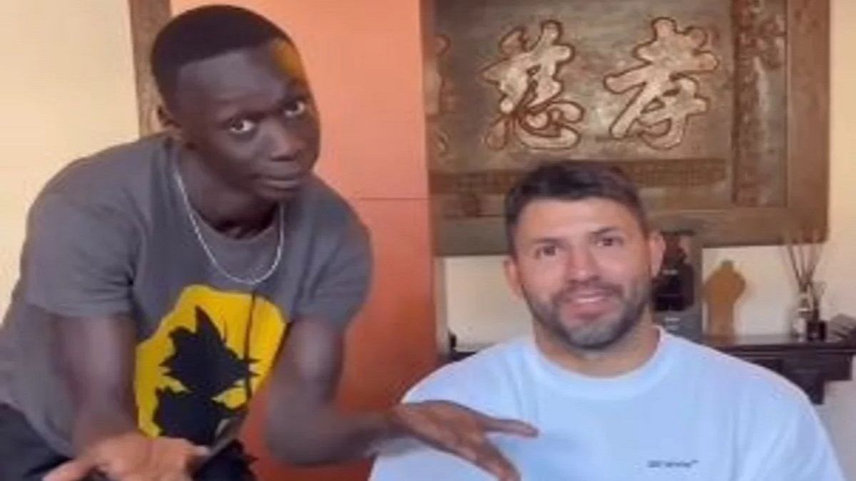 El Kun Agüero hizo un divertido video con el tiktoker Khaby Lame