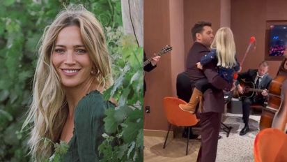 Michael Bublé cantó y bailó con su hija Vida a upa