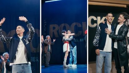 Di María se emocionó al ver 'Rocky' y compartió escenario con Nico Vázquez en el teatro