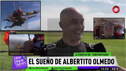 Olmedo al vacío: Albertito se tiró en paracaídas después de jugar en los balcones