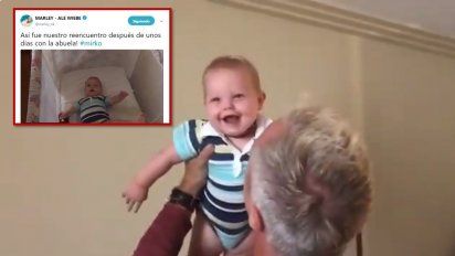 Increíble la risa de Mirko al recibir a su papá después de días sin verlo 