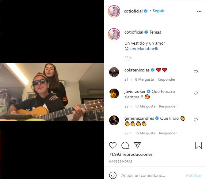 Coti publicó un video donde se lo ve junto a su novia Cande Tinelli. Ambos  tienen Covid 
