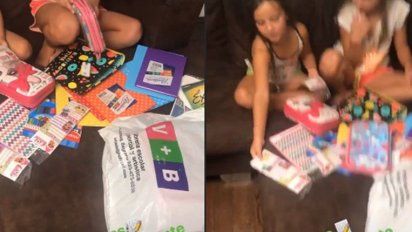 Para Nicole que lo mira desde Miami: Cubero y Mica eligieron los útiles escolares de sus hijas 