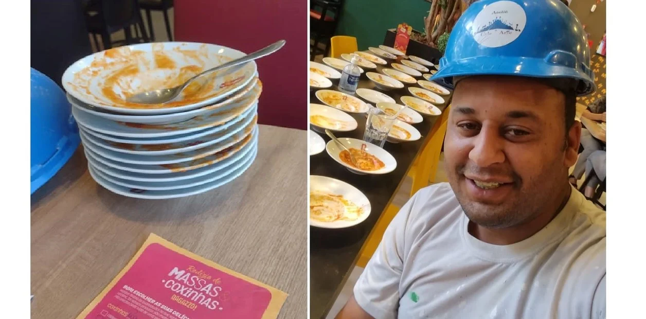 Comió 15 platos de pasta en un tenedor libre y lo echaron Comió 15 platos de pasta en un tenedor libre y lo echaron