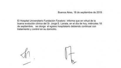 Jorge Lanata recibió el alta
