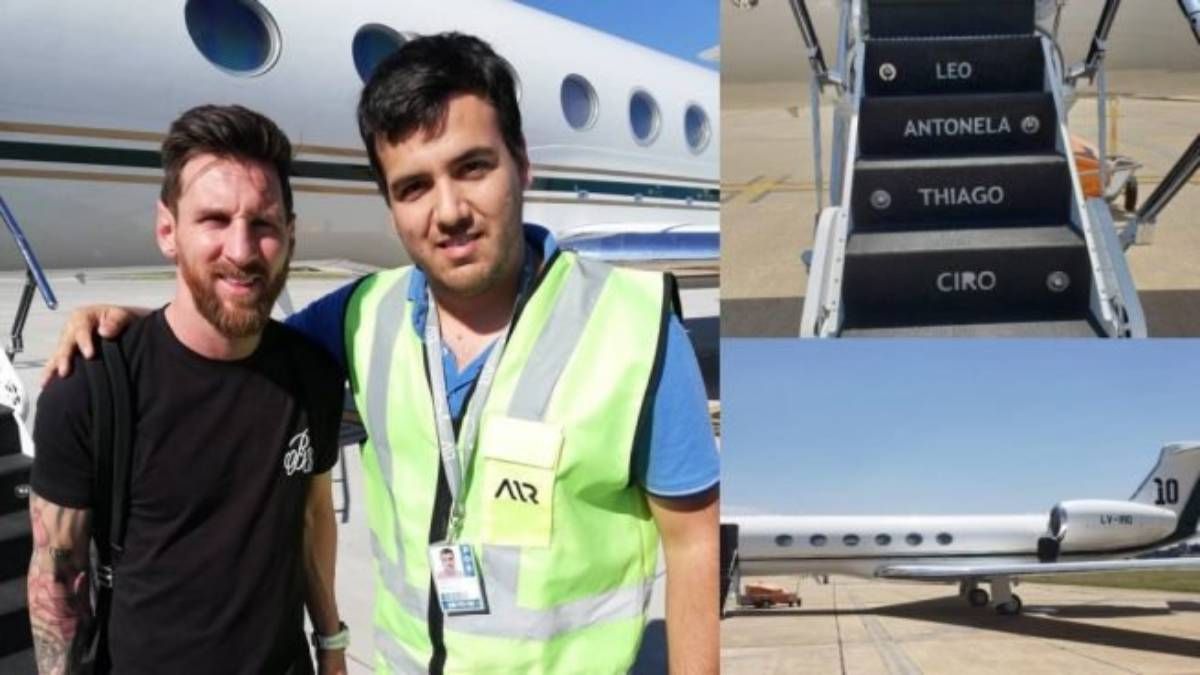 Lionel Messi y su avión de lujo en el que viajó su padre