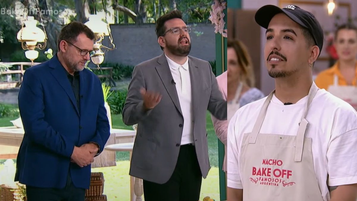 Nacho Elizalde recibiendo la devolución del jurado de Bake Off.