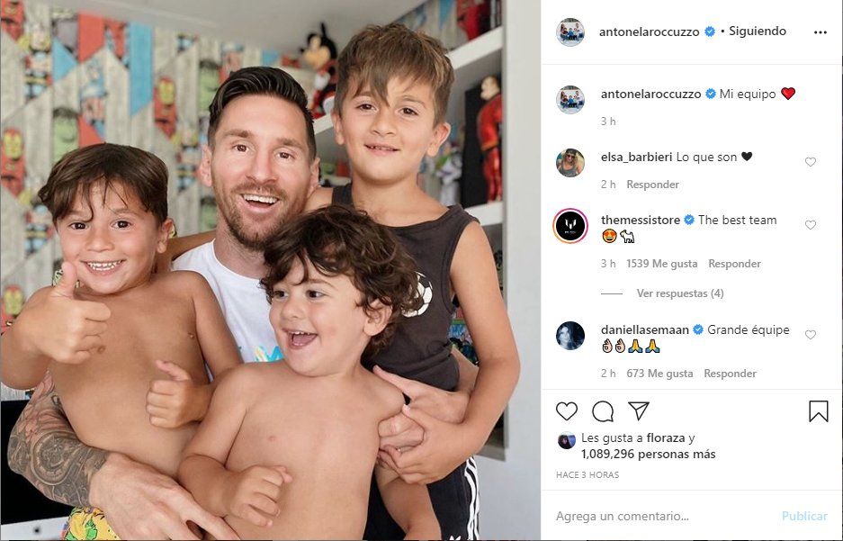 Antonela Roccuzzo registró la hermosa fotografía de Messi junto a sus hijos 