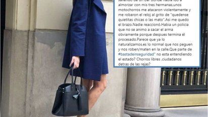El descargo de Andrea Frigerio después de ser robada por motochorros: 