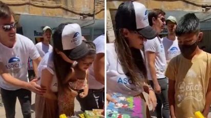 Pampita y Roberto García Moritán repartieron juguetes