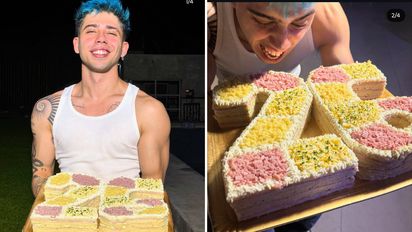 Torta salada: la viral receta de cumpleaños de Luck Ra con sándwich de miga