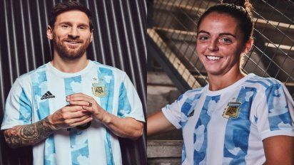 Lionel Messi fue uno de los modelos que lució la nueva camiseta de la selección argentina