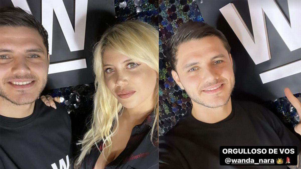 Mauro Icardi visitó el local de Wanda Nara entre una multitud de fans