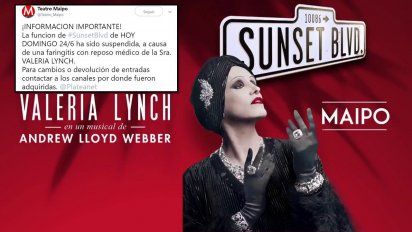 Valeria Lynch con faringitis aguda, tuvo que suspender la función de anoche de Sunset Boulevard